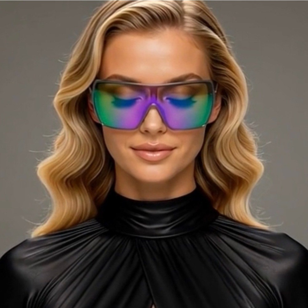 Sunglasses Fashion Designer Purple Mirror Reflective Lens Beach Party Shades New